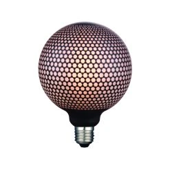Cheapest 👍 Luce Bella 4W 170lm G125 Black Honeycomb Pattern Dimmable LED E27 Globe - To Australia ❤️