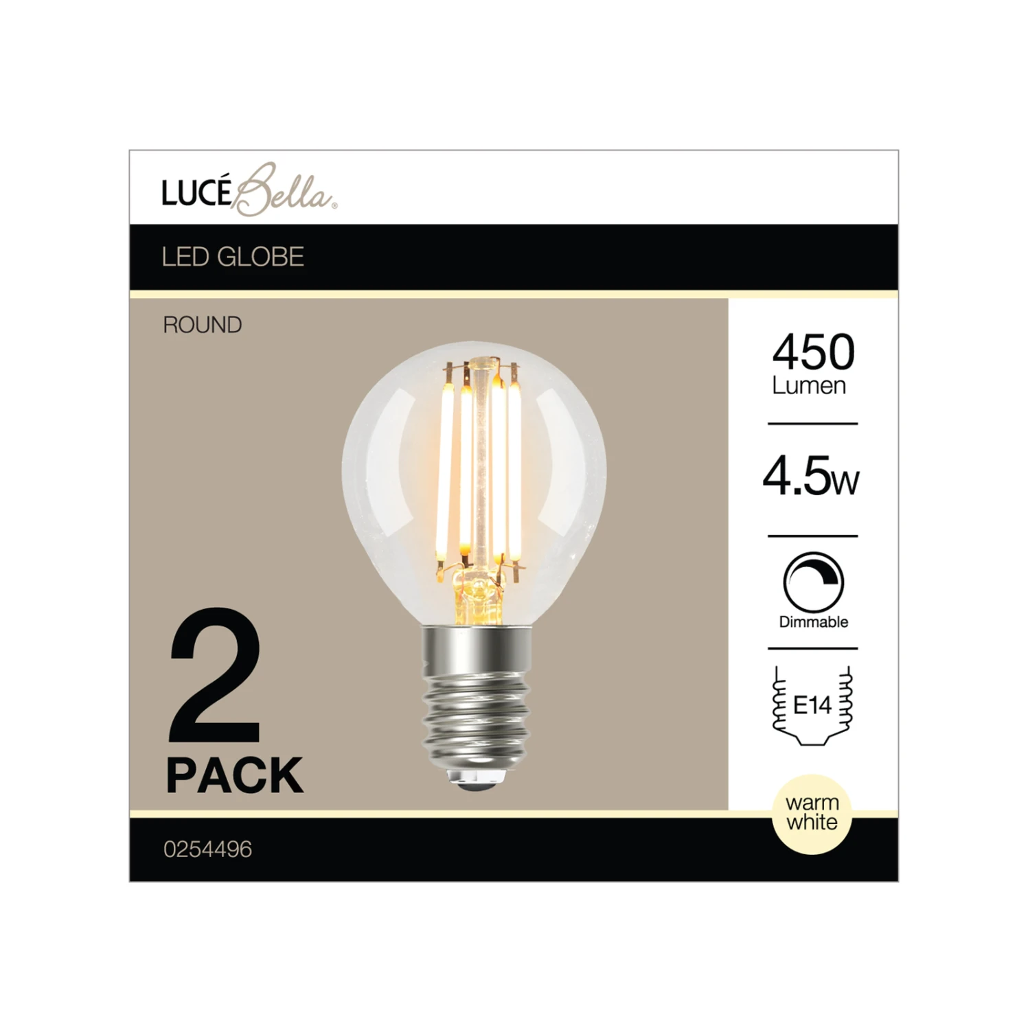 New ❤️ Australia Sale - Luce Bella Round Filament E14 LED Dimmable 450 Lumen Warm White 4.5W Globe 2Pk Other ✨ 4 New ❤️ Australia Sale - Luce Bella Round Filament E14 LED Dimmable 450 Lumen Warm White 4.5W Globe 2Pk Other ✨ - Image 2