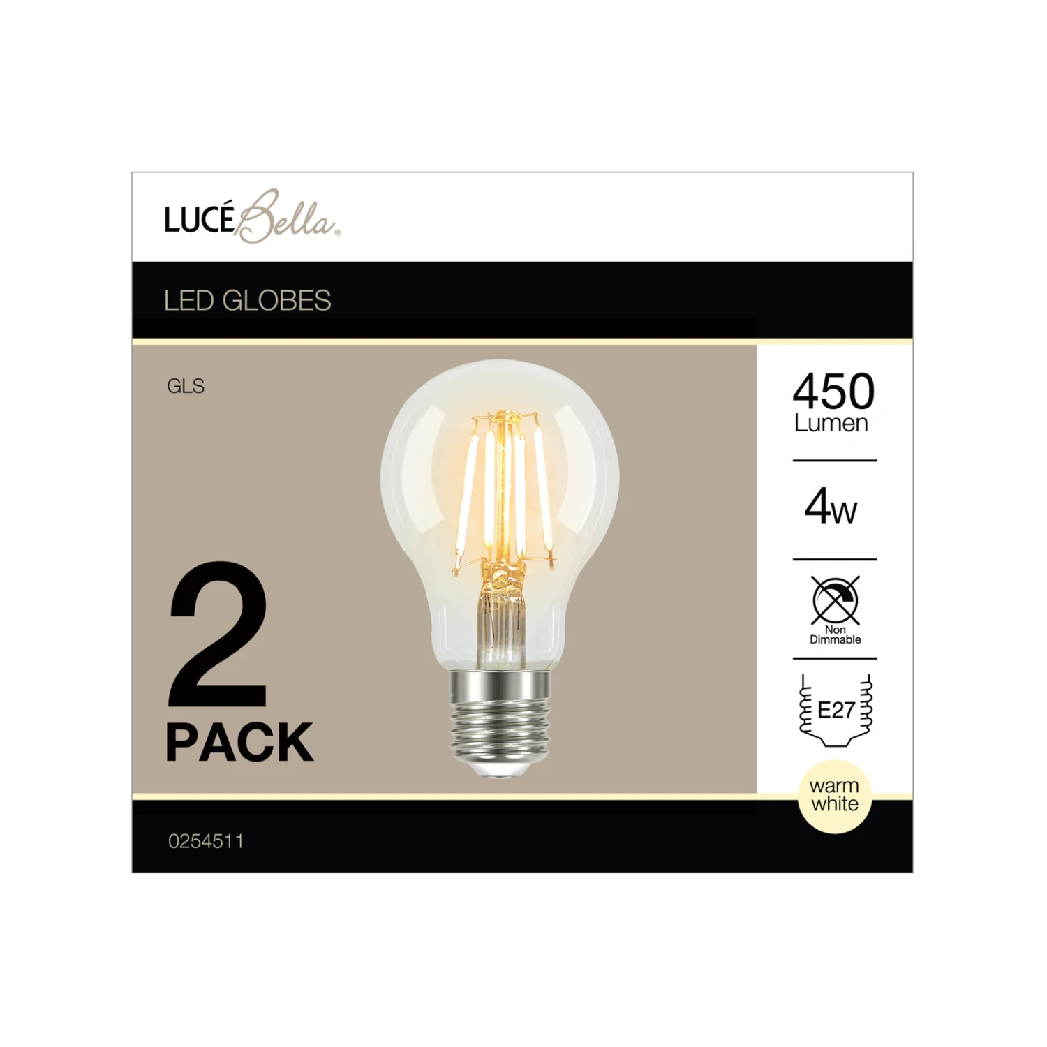Brand new β¨ Australia Only - Luce Bella GLS Filament E27 LED 450 Lumen Warm White 4W Globe 2 Pack Other π 4 Brand new β¨ Australia Only - Luce Bella GLS Filament E27 LED 450 Lumen Warm White 4W Globe 2 Pack Other π - Image 2