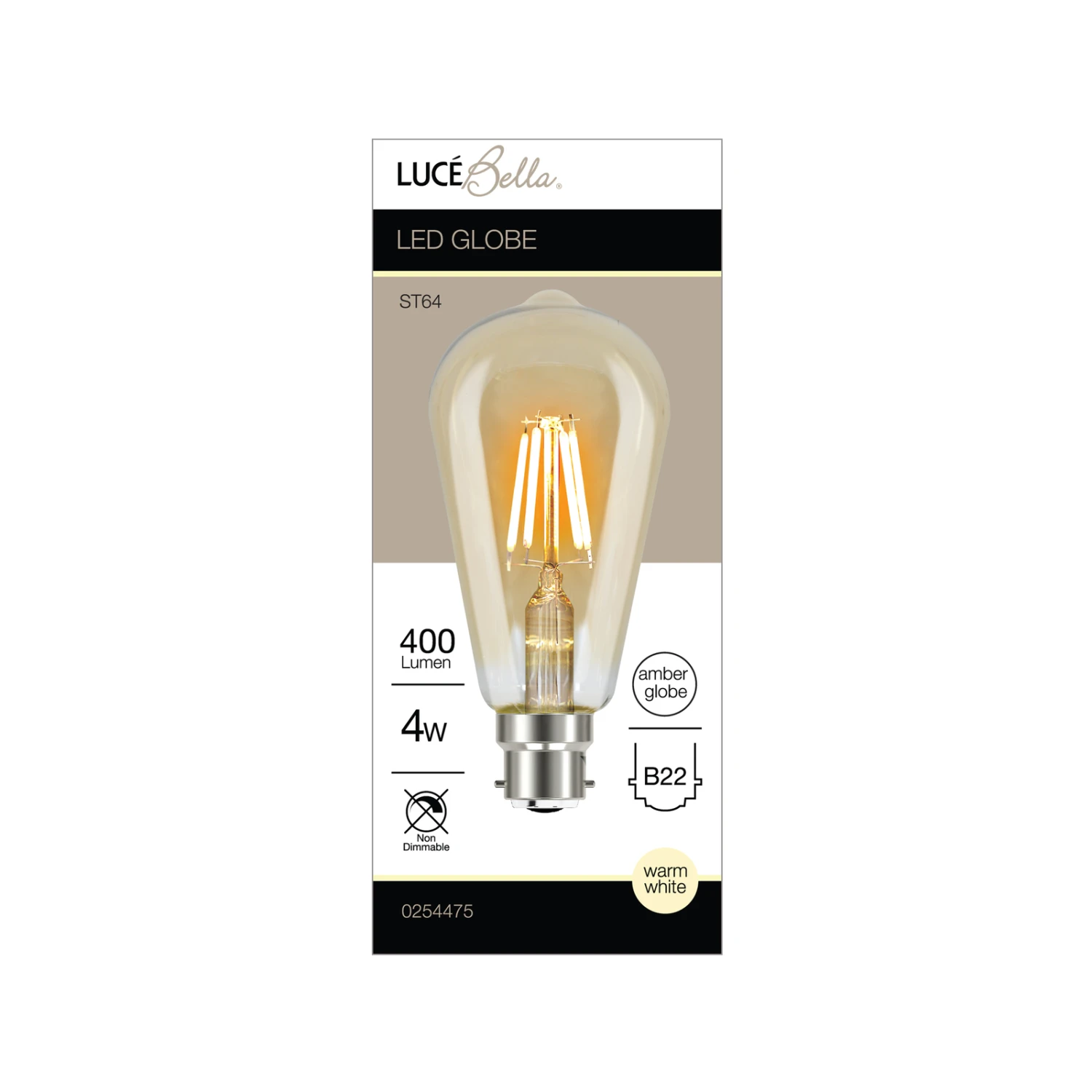 Cheapest โ Australia Sale - Luce Bella ST64 B22 LED 400 Lumen Amber, Warm White 4W Globe ๐งจ 4 Cheapest โ Australia Sale - Luce Bella ST64 B22 LED 400 Lumen Amber, Warm White 4W Globe ๐งจ - Image 2
