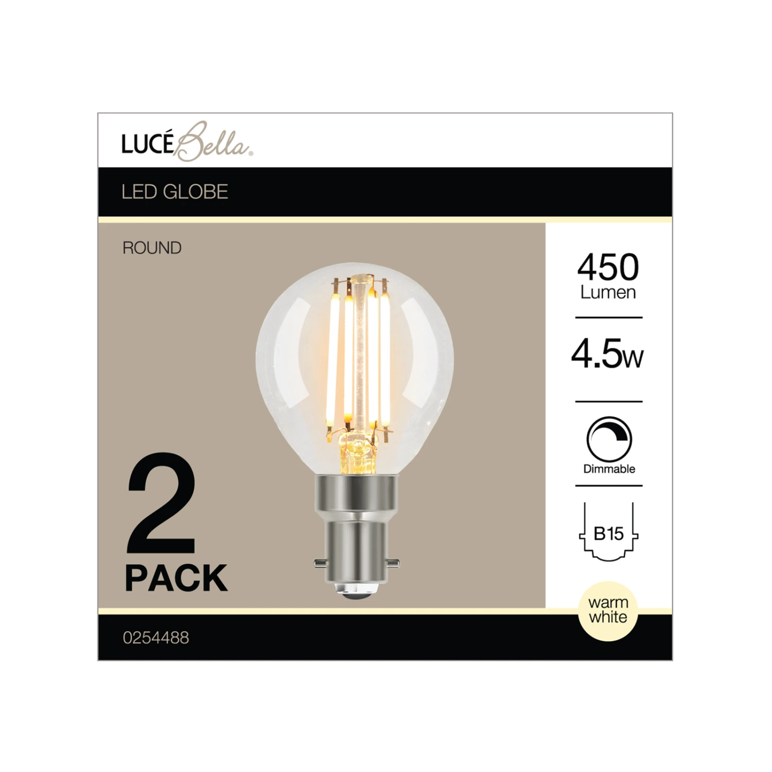 Deals β Australia Sale - Luce Bella Round Filament B15 LED Dimmable 450 Lumen Warm White 4.5W Globe 2Pk Other π 4 Deals β Australia Sale - Luce Bella Round Filament B15 LED Dimmable 450 Lumen Warm White 4.5W Globe 2Pk Other π - Image 2